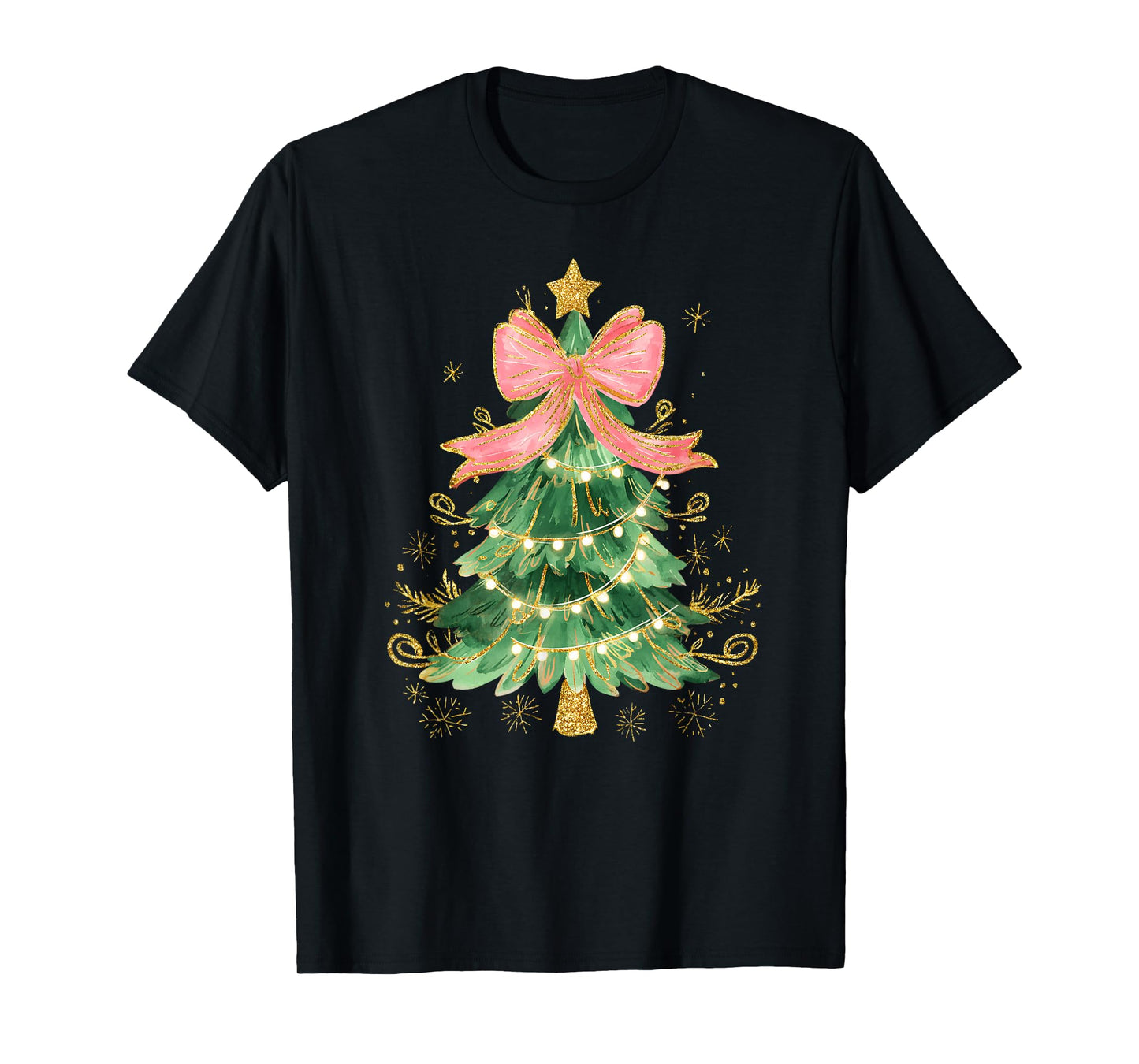 Coquette Bow Christmas Tree Xmas Holiday Girl Women Kid T-Shirt
