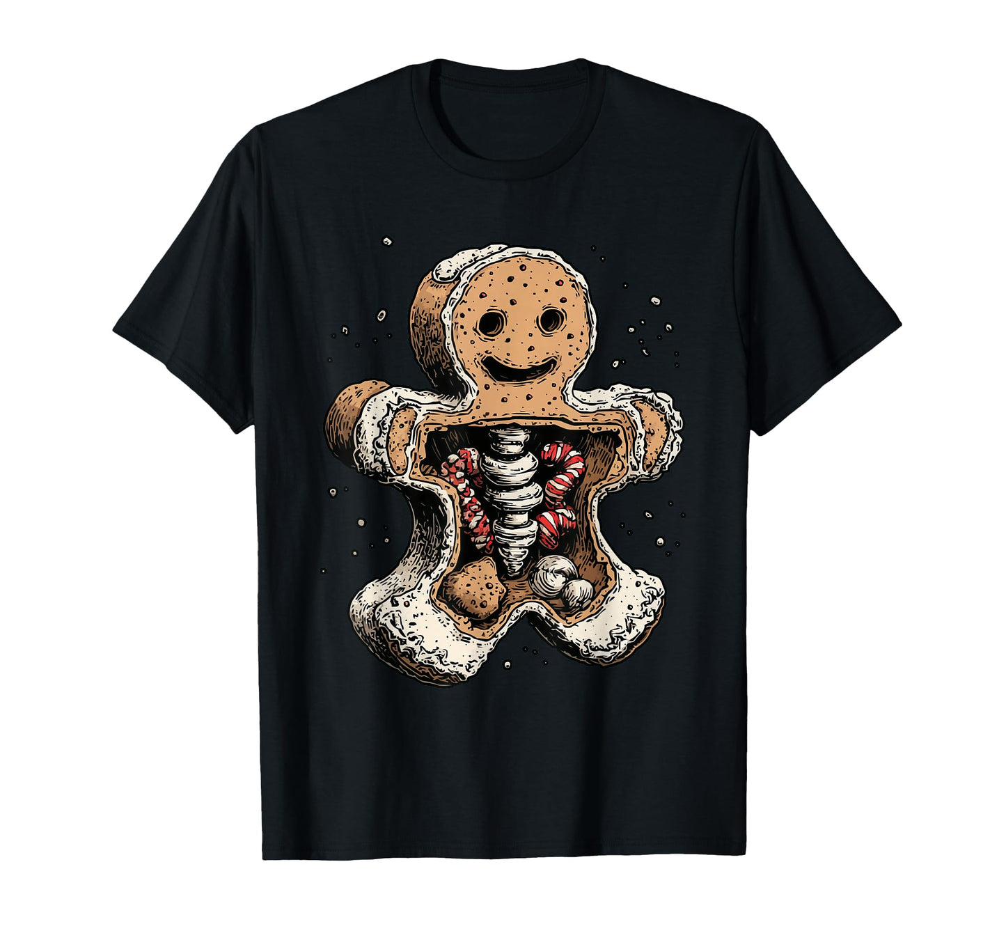 Spooky Gingerbread Cookie Creepy Winter Gothic Christmas T-Shirt