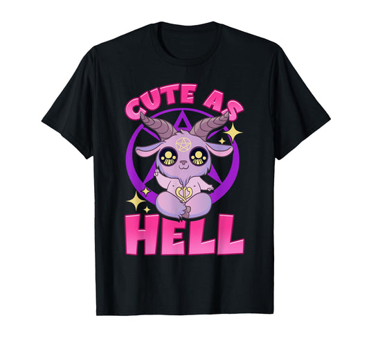 Cute As Hell Pastel Anime Kawaii Baphomet Goth Emo Pun T-Shirt