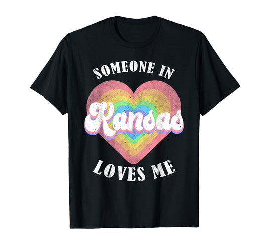 Someone In Kansas Loves Me Heart Retro Groovy T-Shirt