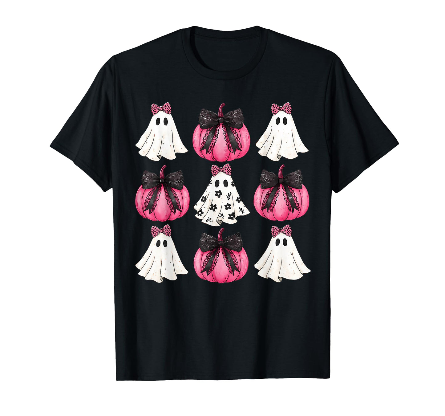 Halloween Coquette Bow Pumpkin Ghost Spooky Boo Women Girl T-Shirt