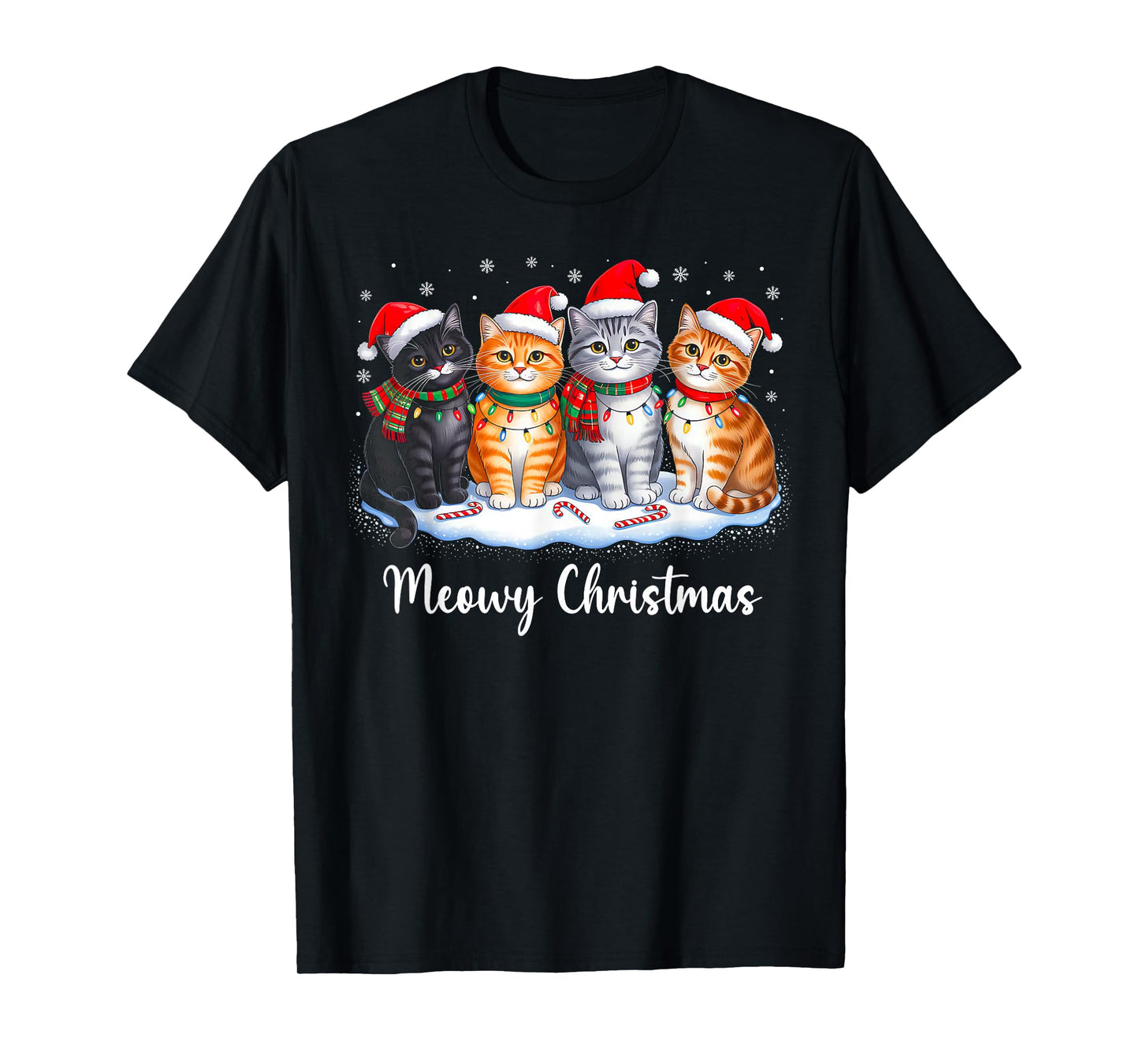 Meowy Christmas Funny Christmas Kitten Cat Lover Xmas Pajama T-Shirt