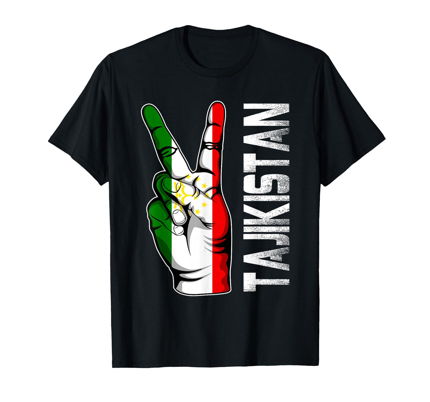 Retro Patriotic Victory Tajikistan Flag Fingers T-Shirt
