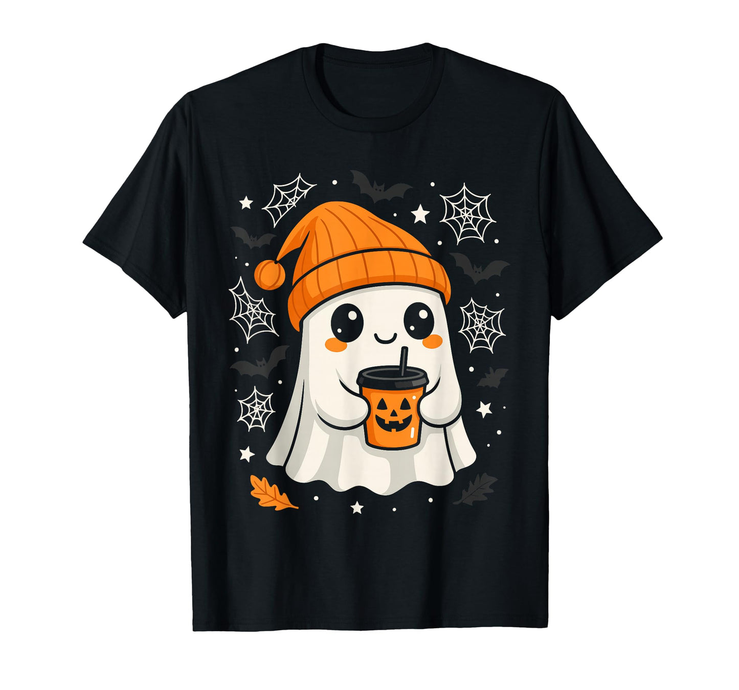 Halloween Little Ghost Coffee Tee, Cute Pumpkin Spice Fall T-Shirt