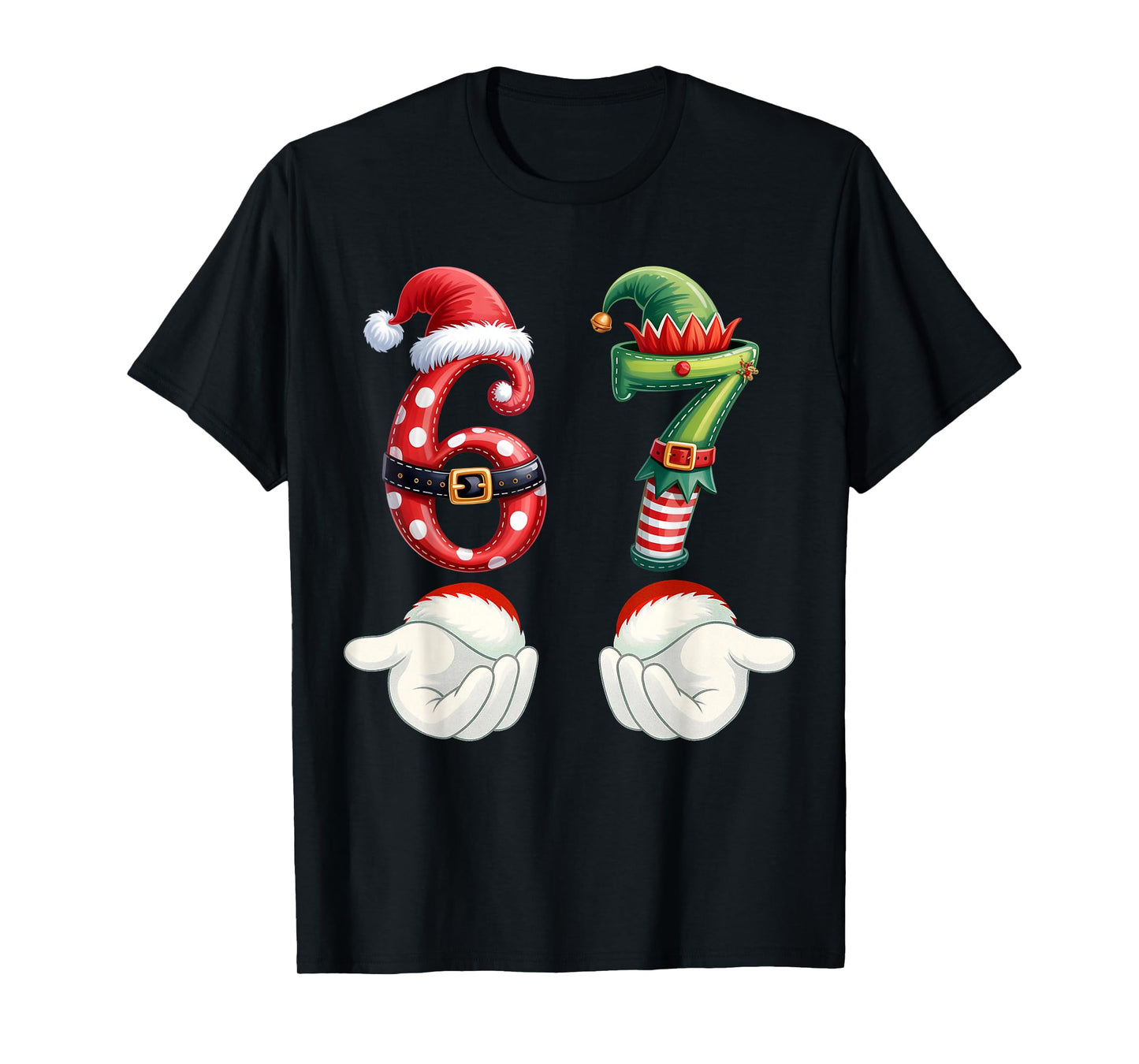 Funny 67 Christmas Pajamas Six Seven Meme 6 7 Elf Santa Xmas T-Shirt