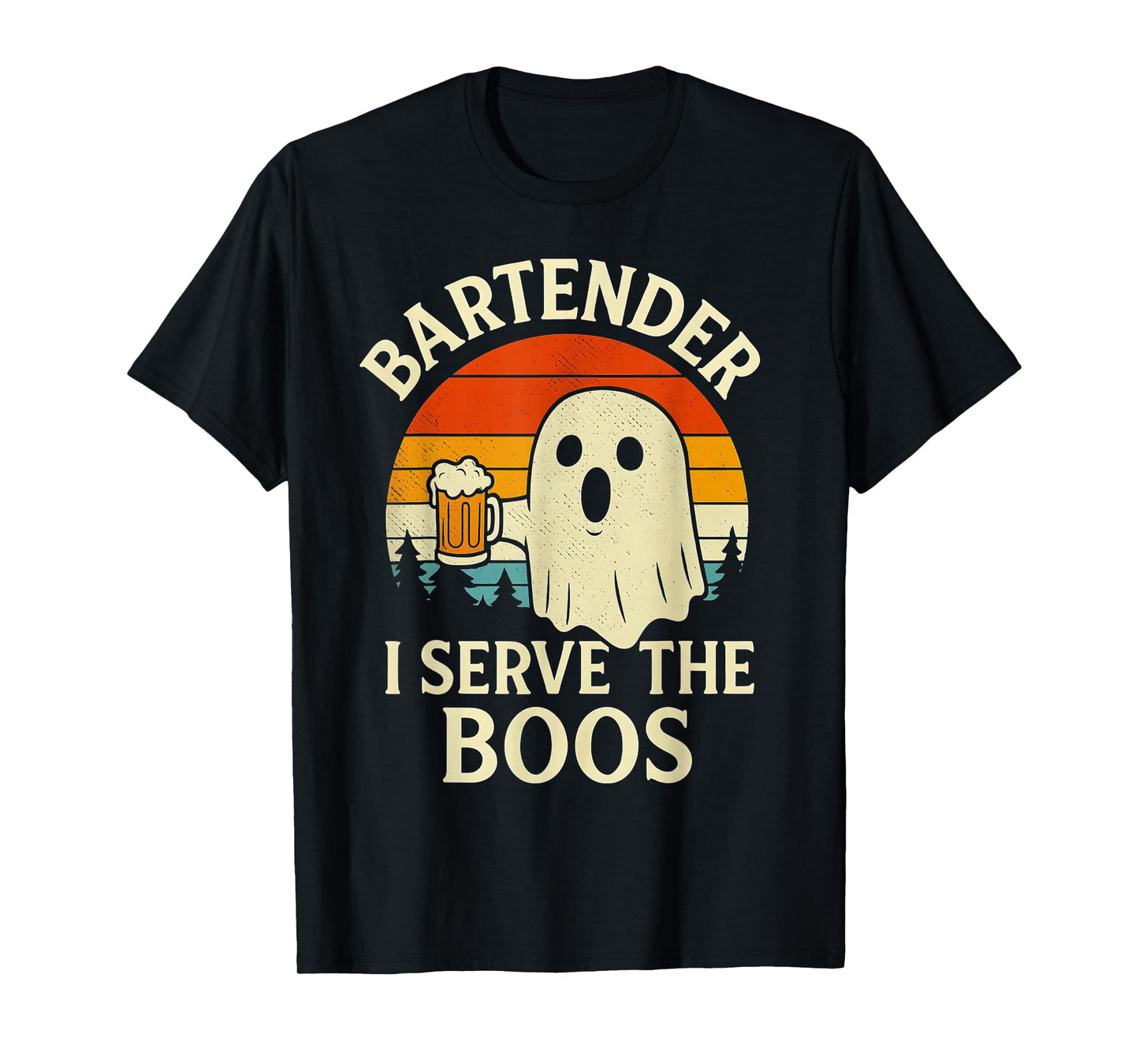 Halloween Bartender Ghost Serve Boos Funny Costume Men Women T-Shirt