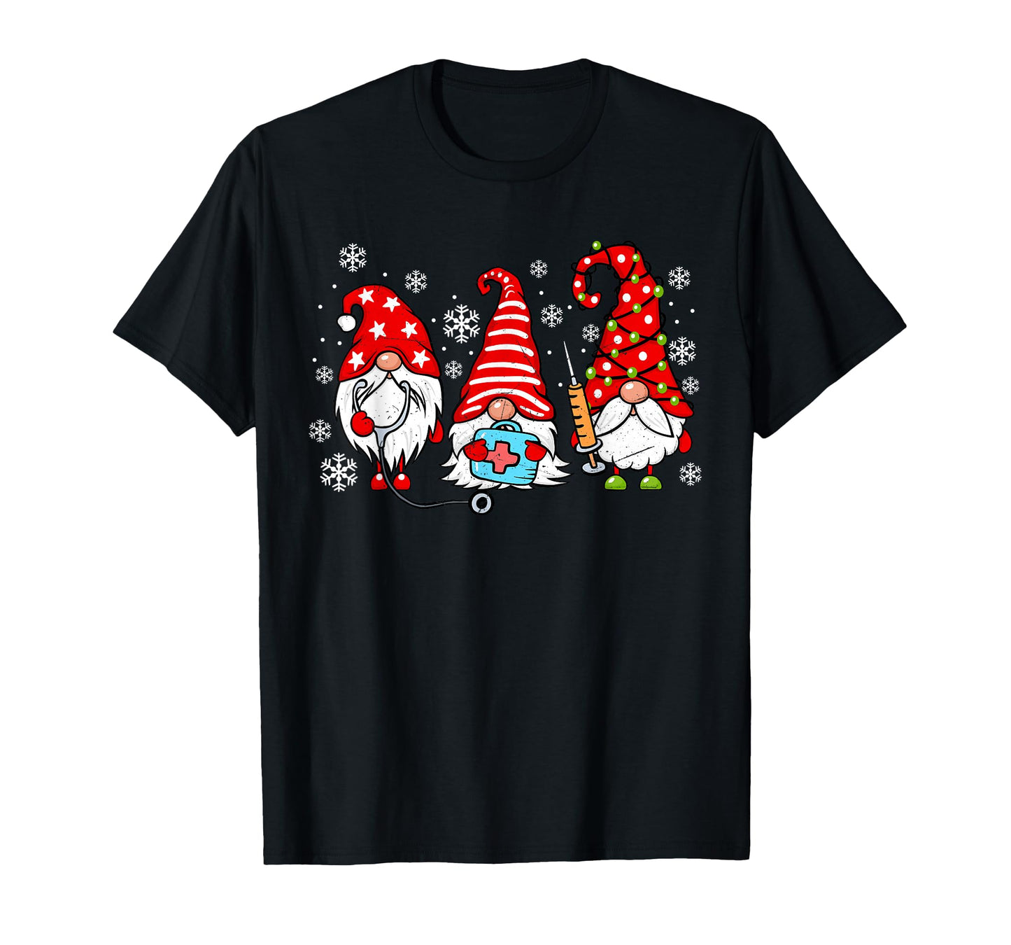 Nurse Christmas Gnomes Xmas Scrub Top ER Rn Nursing Gnomies T-Shirt