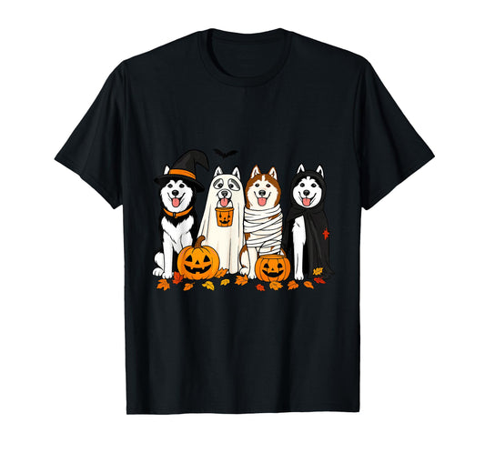 Funny Husky Ghost Dogs Halloween Dog Spooky T-Shirt