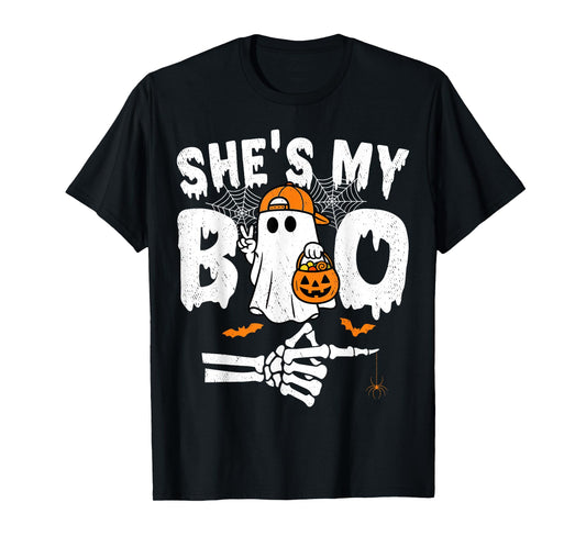 He's My Boo Matching Couple Halloween Couples She's My Boo T-Shirt