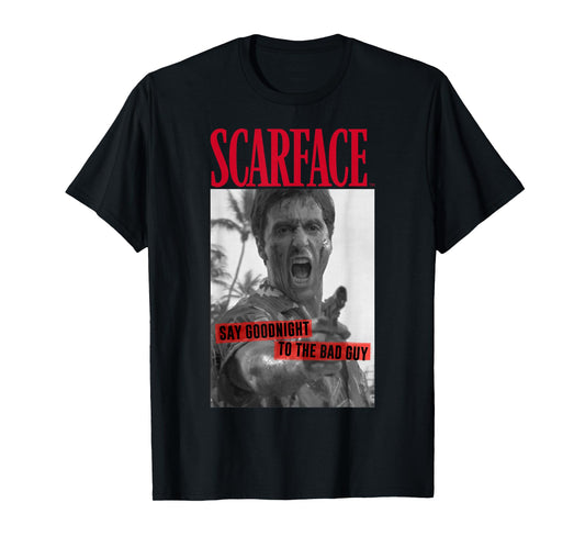 Scarface Say Goodnight to The Bad Guy Photo T-Shirt