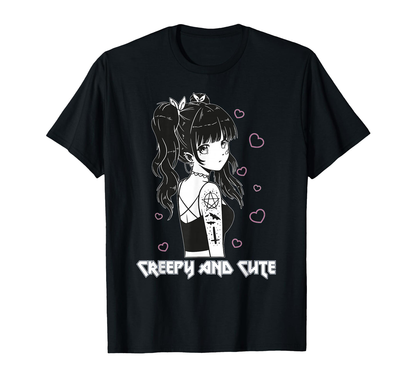 Creepy And Cute Emo Goth Girl Japanese Anime T-Shirt