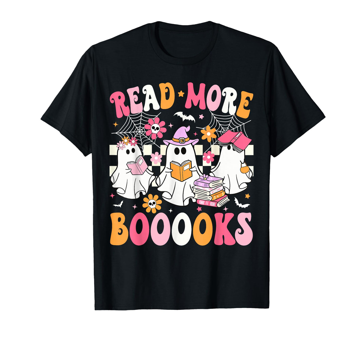 Read More Books Ghosts Reading Book Funny Teacher Halloween T-Shirt