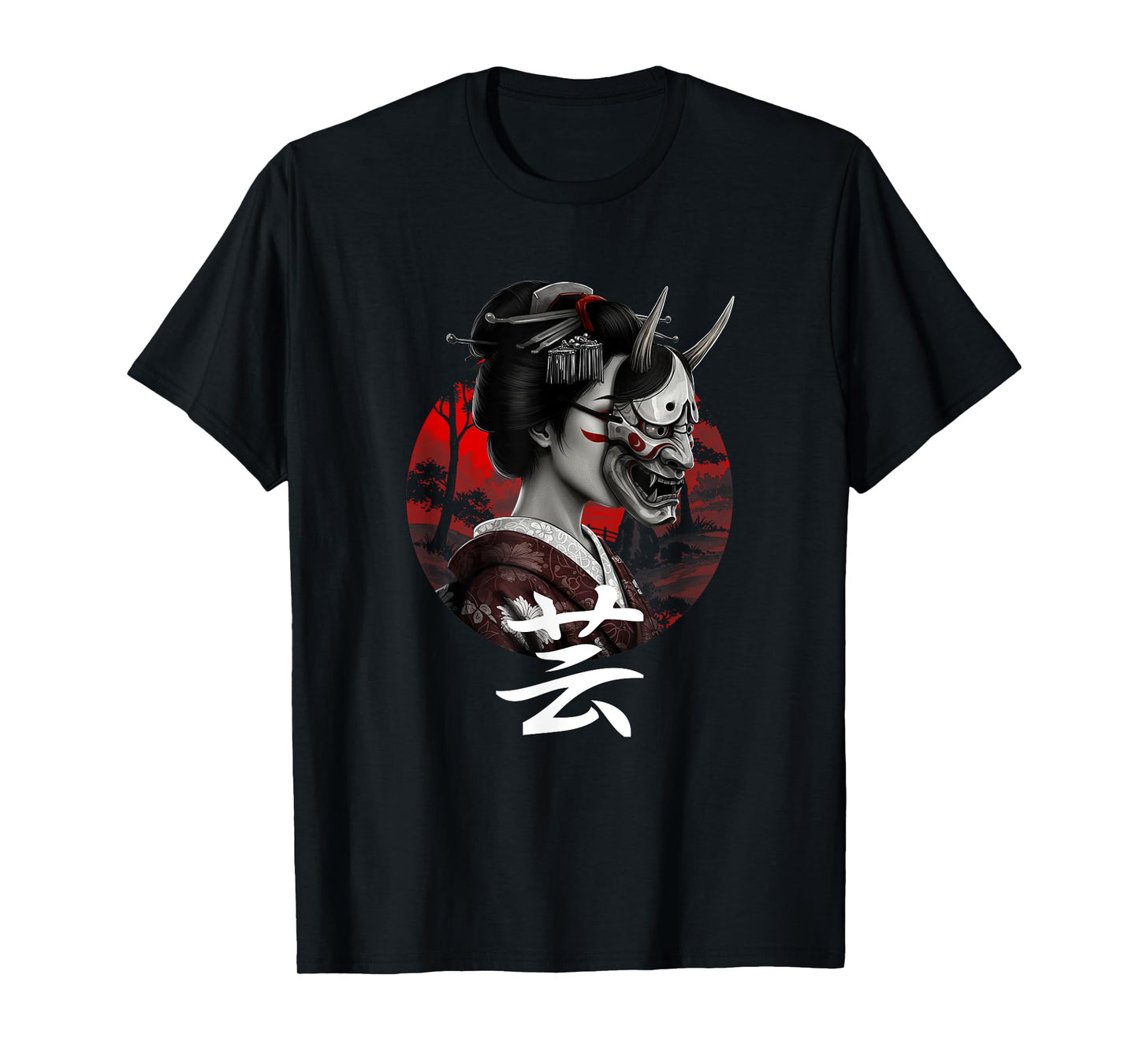 Geisha Hannya Noh mask Oni Aesthetics Japanese graphics T-Shirt