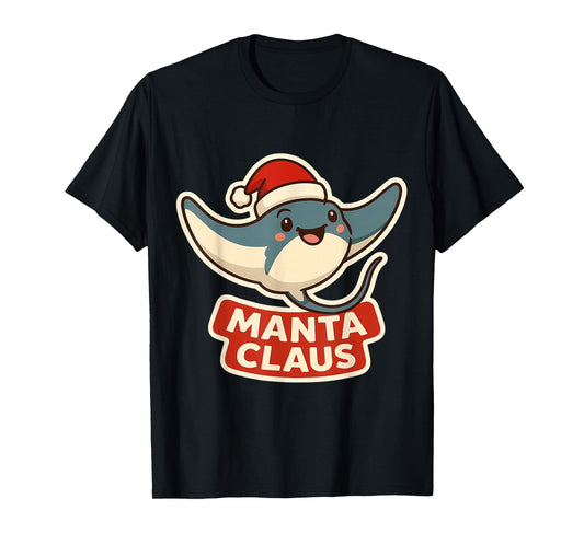 Manta Rey Claus Christmas Santa Funny Pun Marine Biologist T-Shirt
