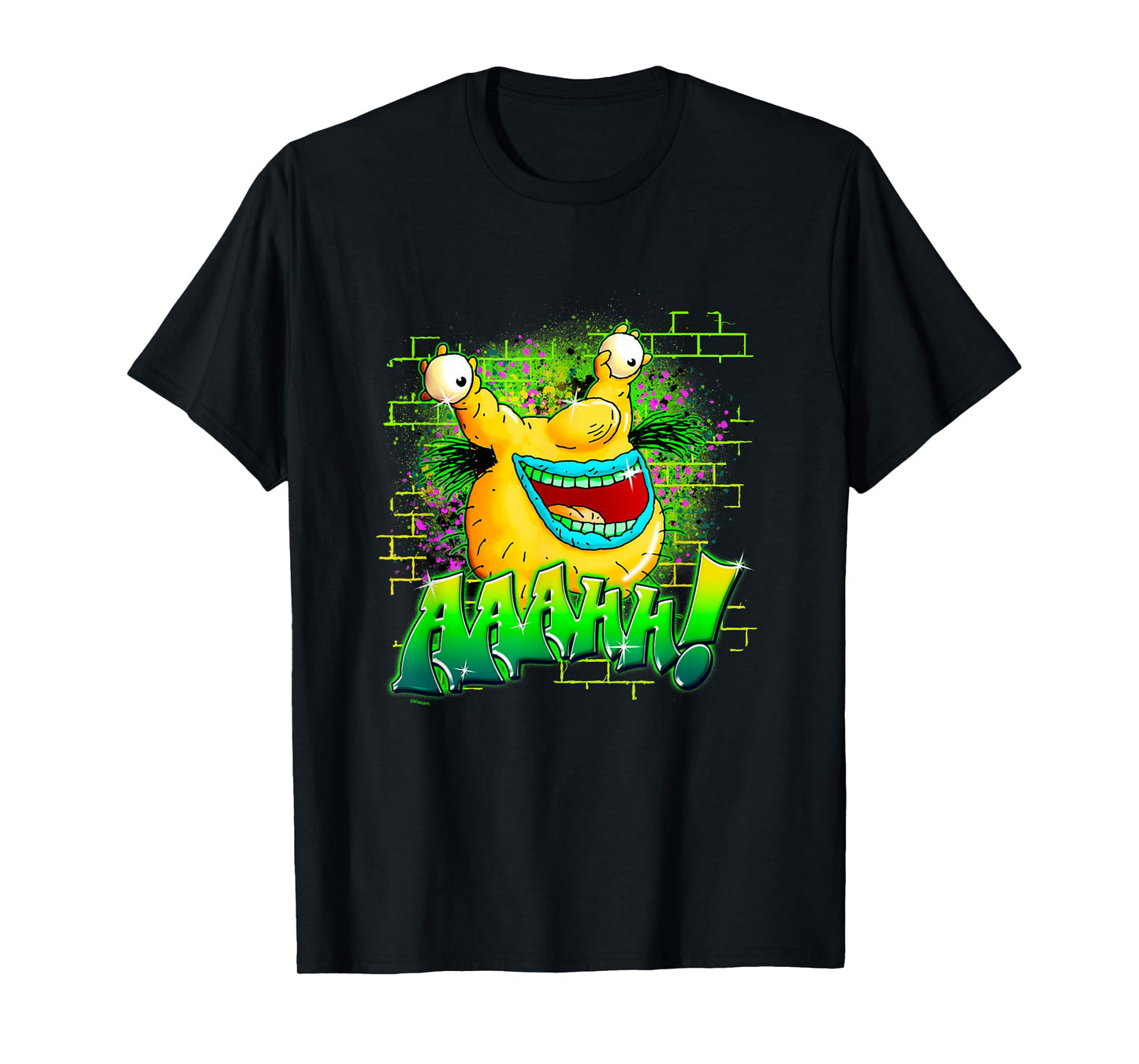 Aaahh!!! Real Monsters Krumm Neon Brick Wall Vintage Badge T-Shirt