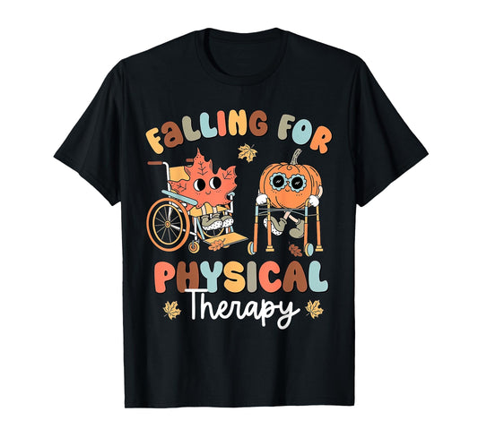 Falling For Physical Therapy PT Pumpkin Fall Thanksgiving T-Shirt