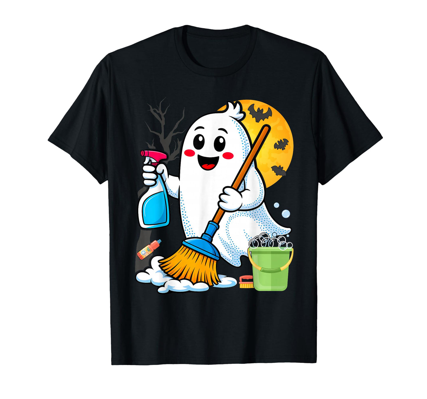 School Custodian Janitor Ghost Halloween T-Shirt