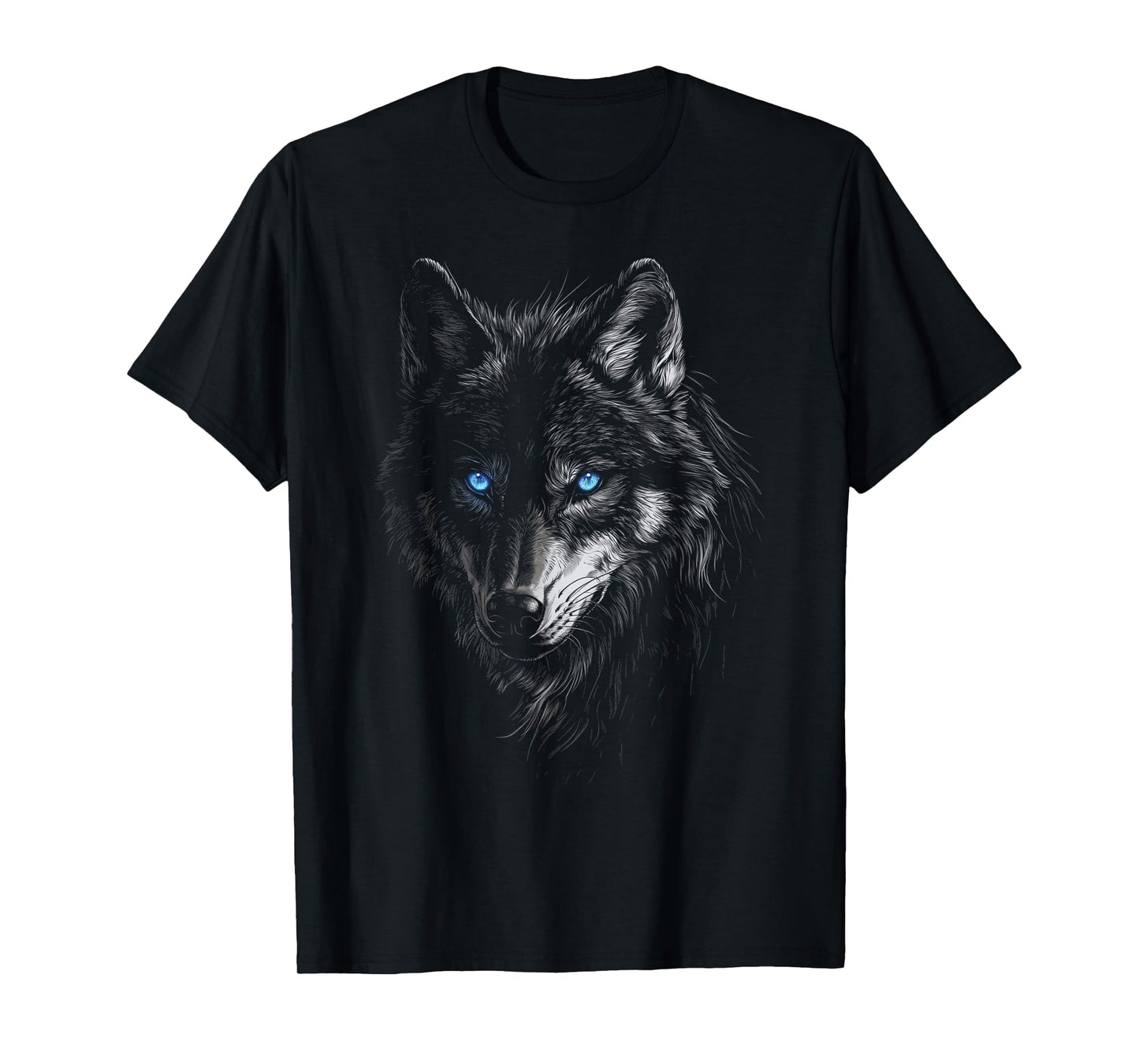 Mystic Wolf with Blue Eyes Animal Art Graphic Wolves T-Shirt