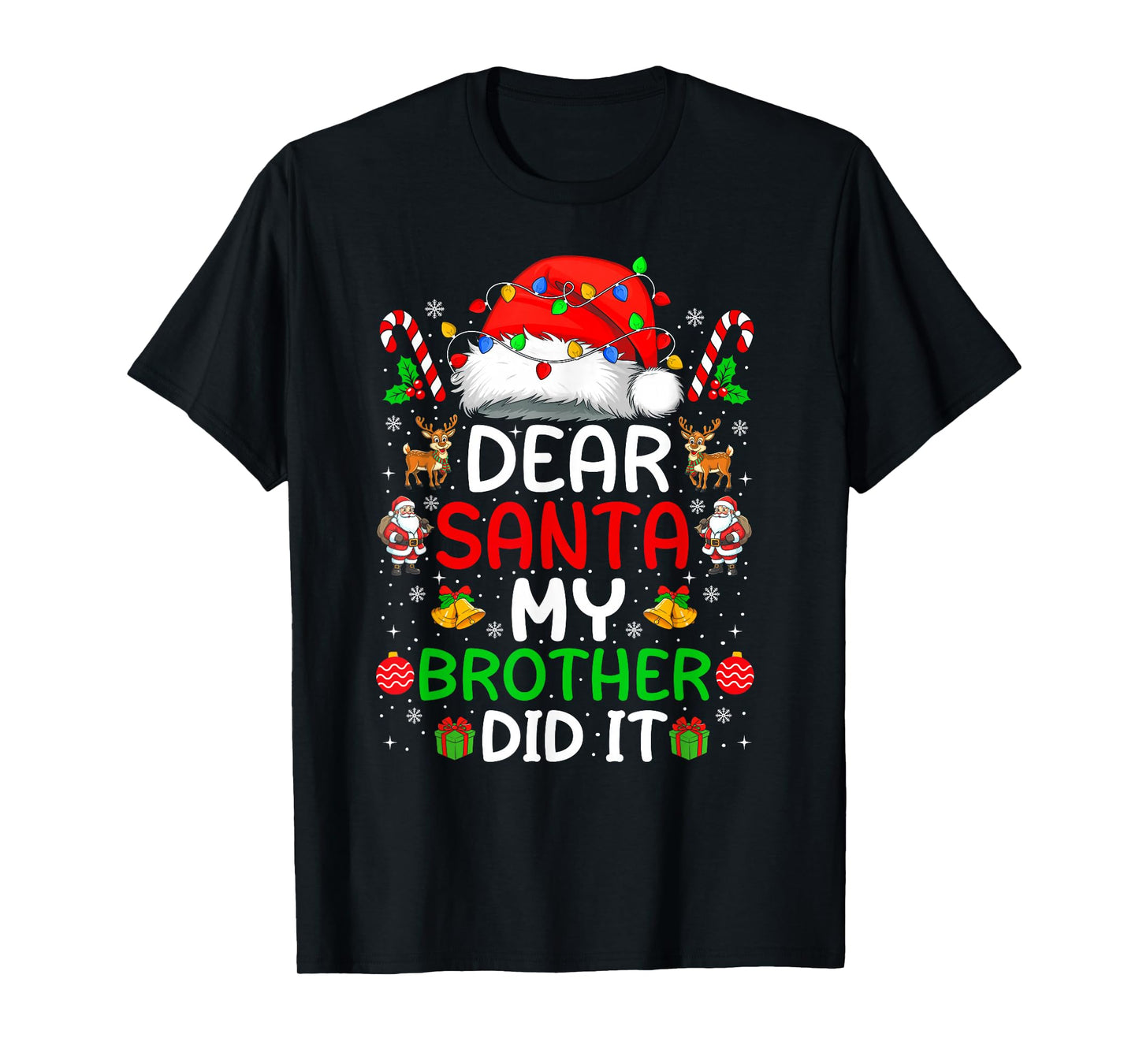 Dear Santa My Brother Did It Christmas Xmas Boys Girls Kids T-Shirt