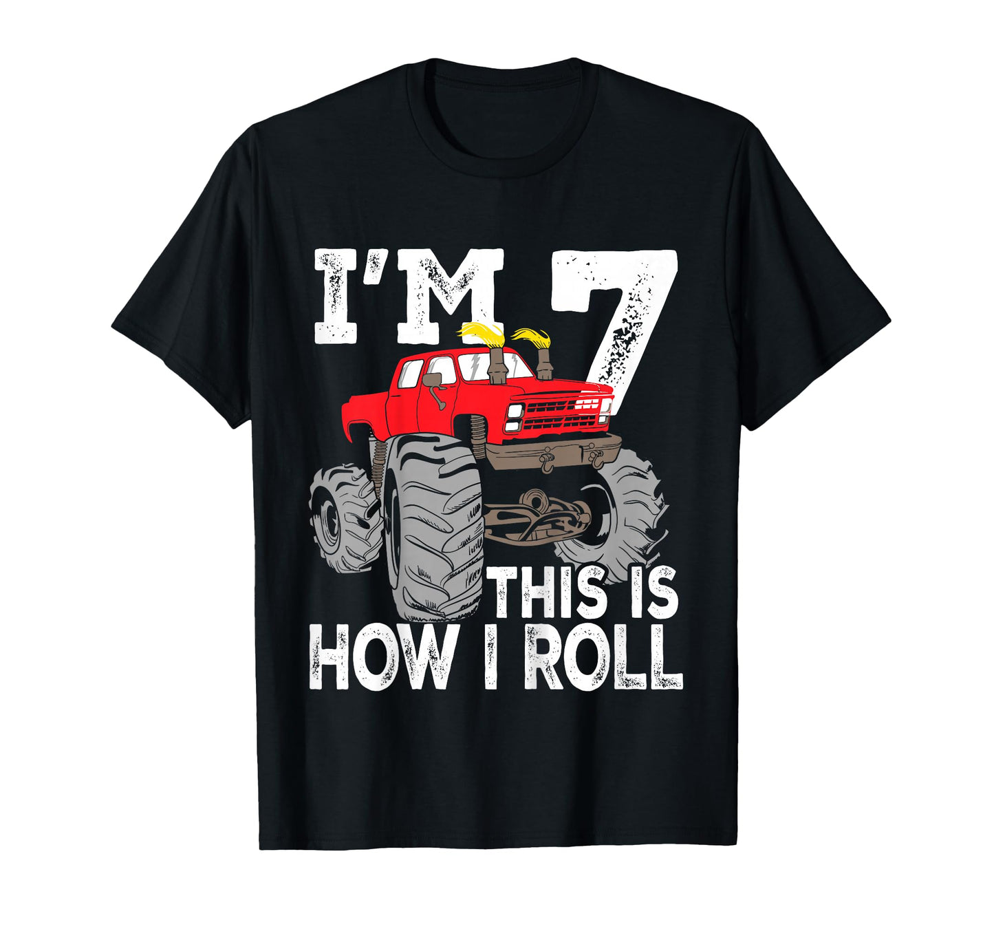 Monster Trucks 7th Birthday Party Shirt Seven Years T-Shirt