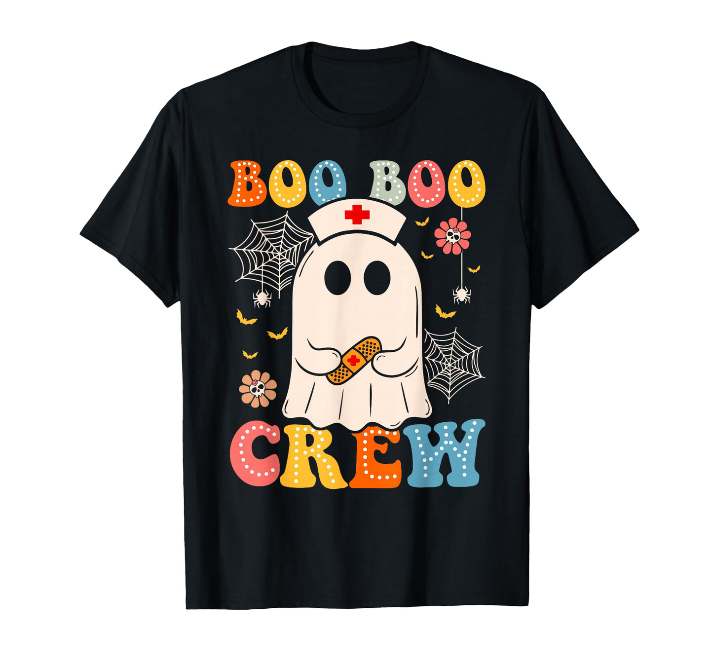 Groovy Retro Boo Boo Crew Nurse Funny Ghost Halloween Nurse T-Shirt