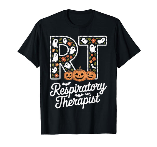 RT Respiratory Therapist Halloween Ghost Pumpkin Pulmonary T-Shirt