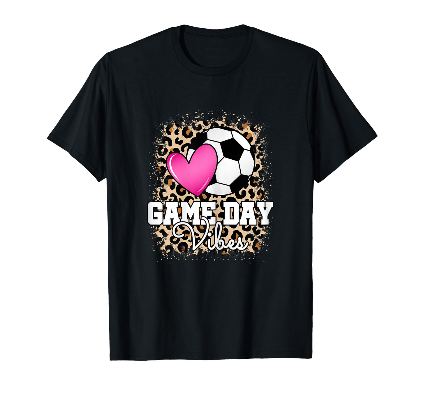 Game Day Soccer Leopard Print Cute Women Girls Soccer T-Shirt