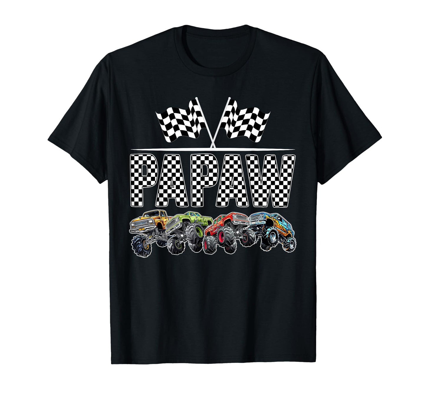 Papaw Retro Monster Truck Family Birthday Matching T-Shirt