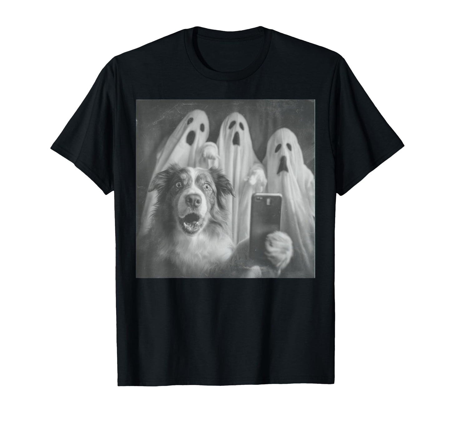 Australian Shepherd Selfie Funny Ghost Halloween T-Shirt