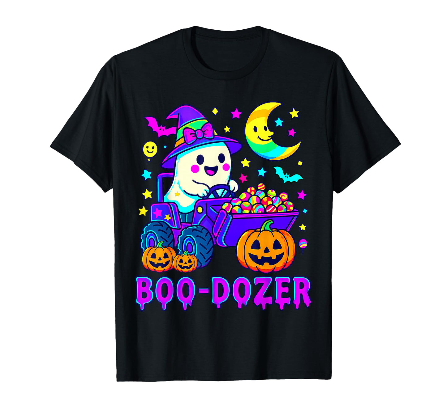 Boo Dozer Ghost Bulldozer Halloween Construction Trucks T-Shirt