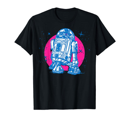Star Wars R2-D2 Vintage Neon Retro Sparkly Badge T-Shirt T-Shirt