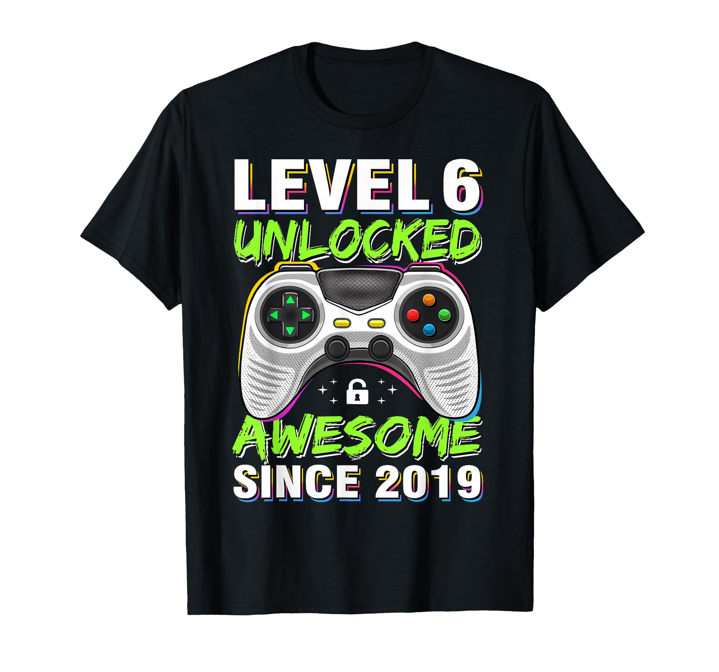 Level 6 Unlocked Awesome Since 2019 6th Birthday Gaming Boys T-Shirt