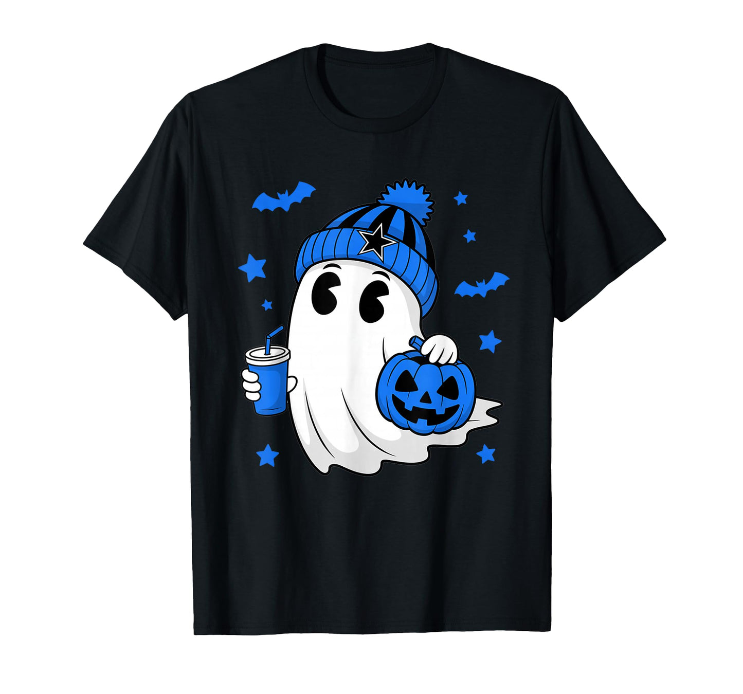 Vintage Dallas Ghost Cute Ghost Halloween Blue Pumpkin T-Shirt
