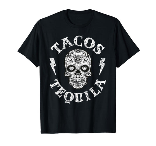 Sugar Skull Tacos & Tequila Shirt Mexican Fun Tee Women T-Shirt