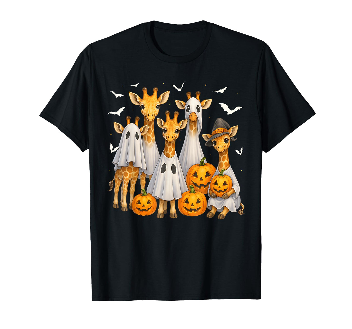 Funny Giraffe Halloween Lover Spooky Ghost Men Women Kids T-Shirt