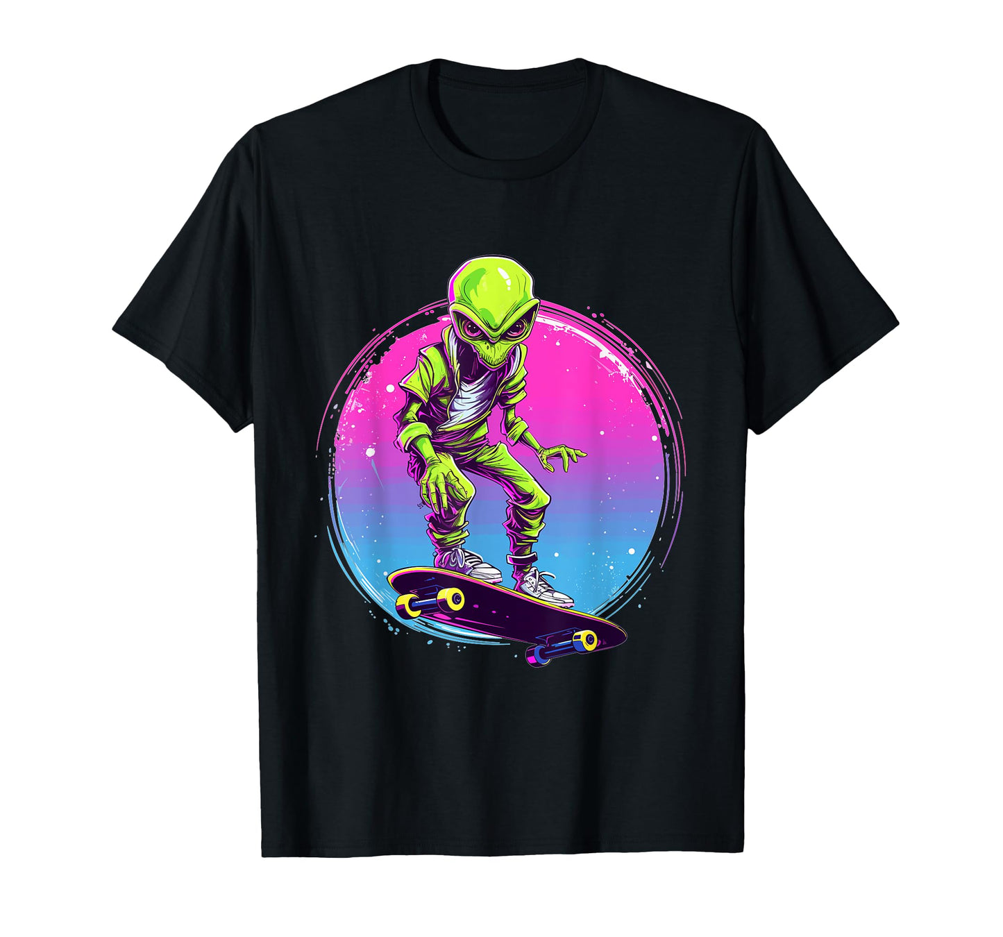 Great Skateboarding Shirts Alien Skater - Skateboard Skater Unisex-Adults, Kids T-Shirt Black Short Sleeve Classic Fit