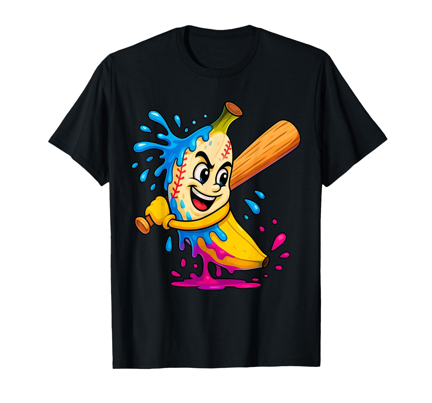 Funny Banana Baseball Ice Cream Drip Fruit Sport Player T-Shirt