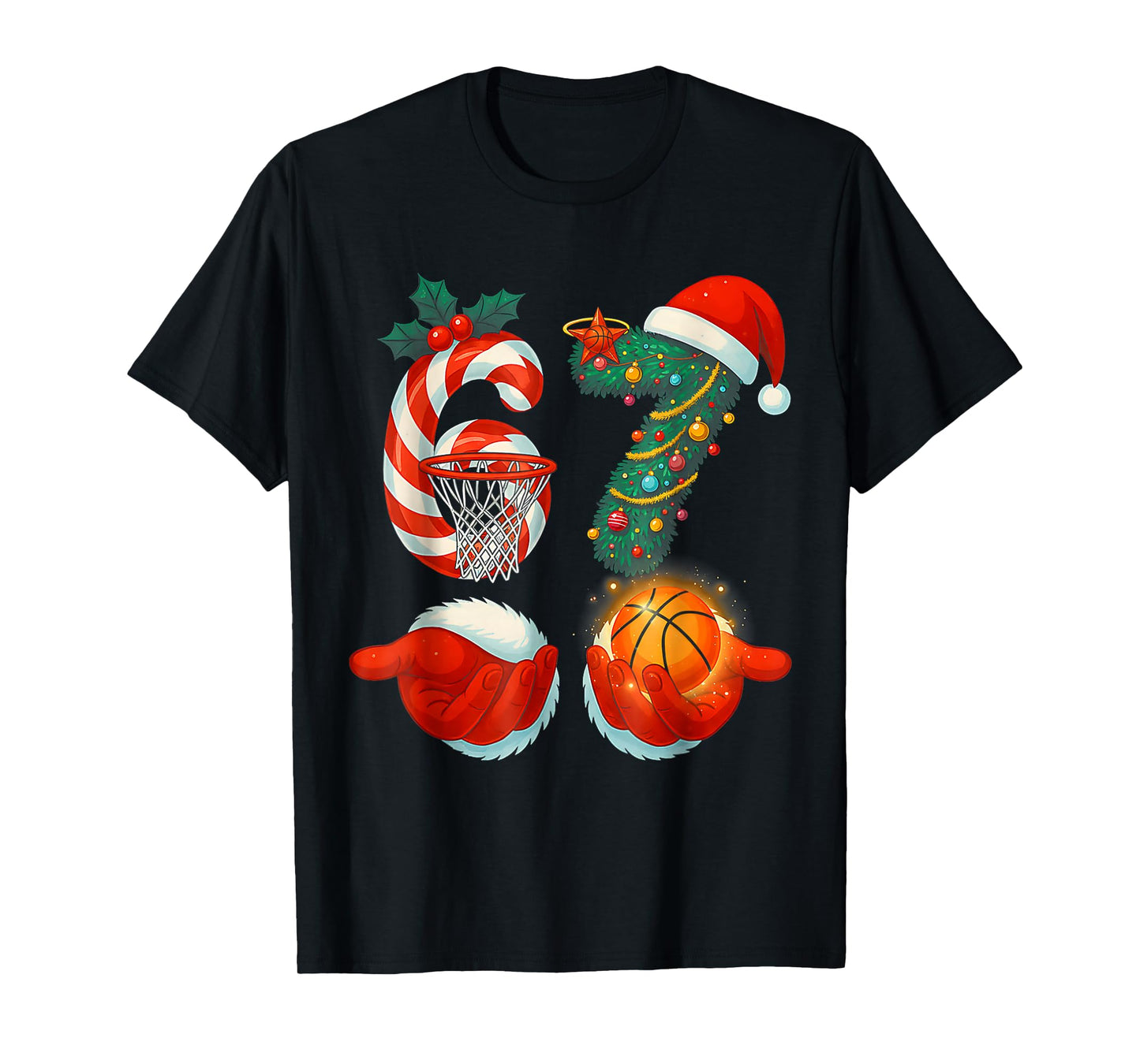67 Basketball Santa Six Seven Meme Christmas Sport Mens Boys T-Shirt