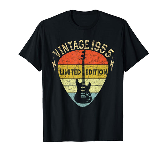 Guitar Lover 68 Years Old Gift, Vintage 1955 Limited Edition T-Shirt