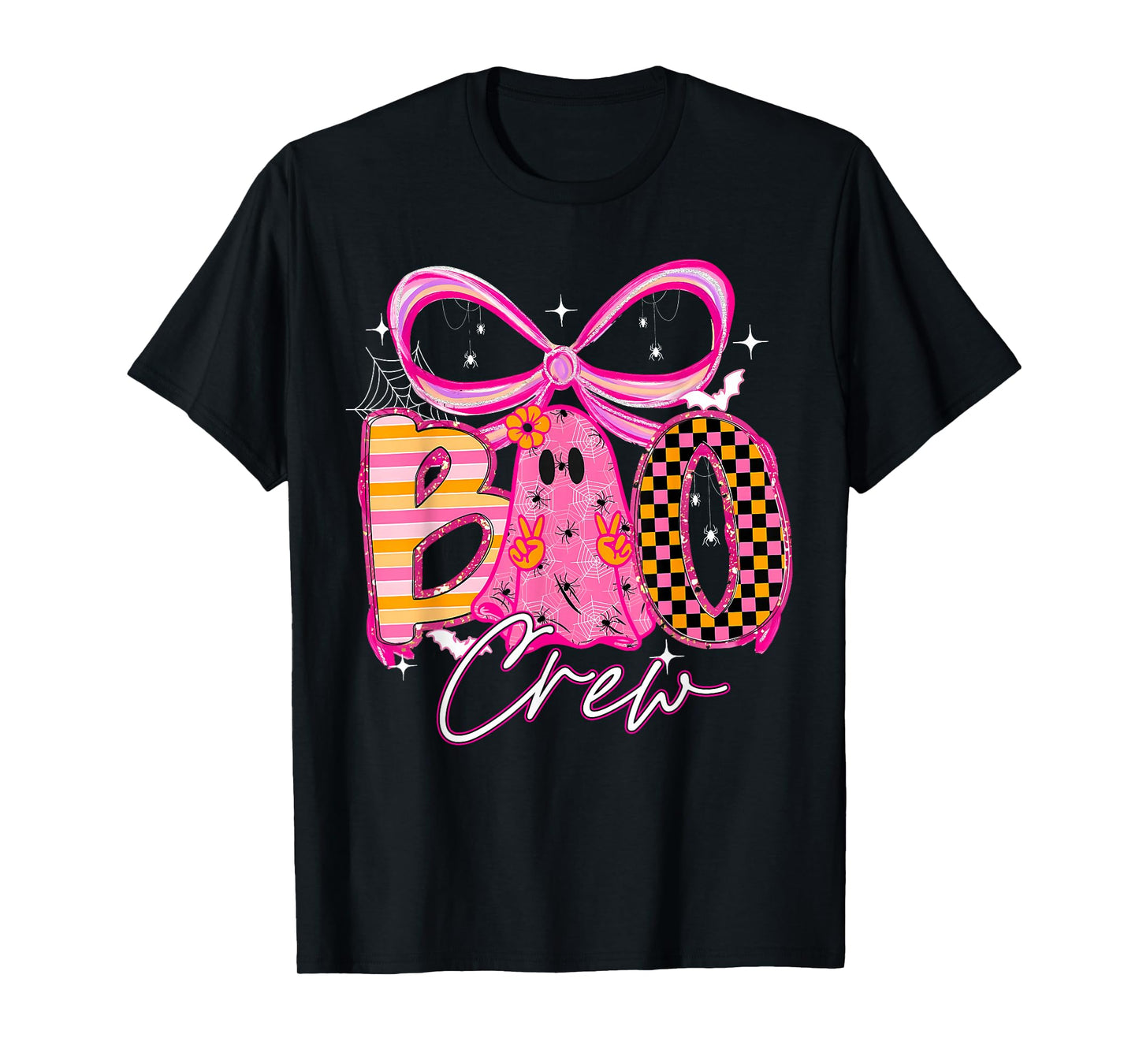 Boo Crew Cute Coquette Bow Ghost Halloween Women Kids T-Shirt