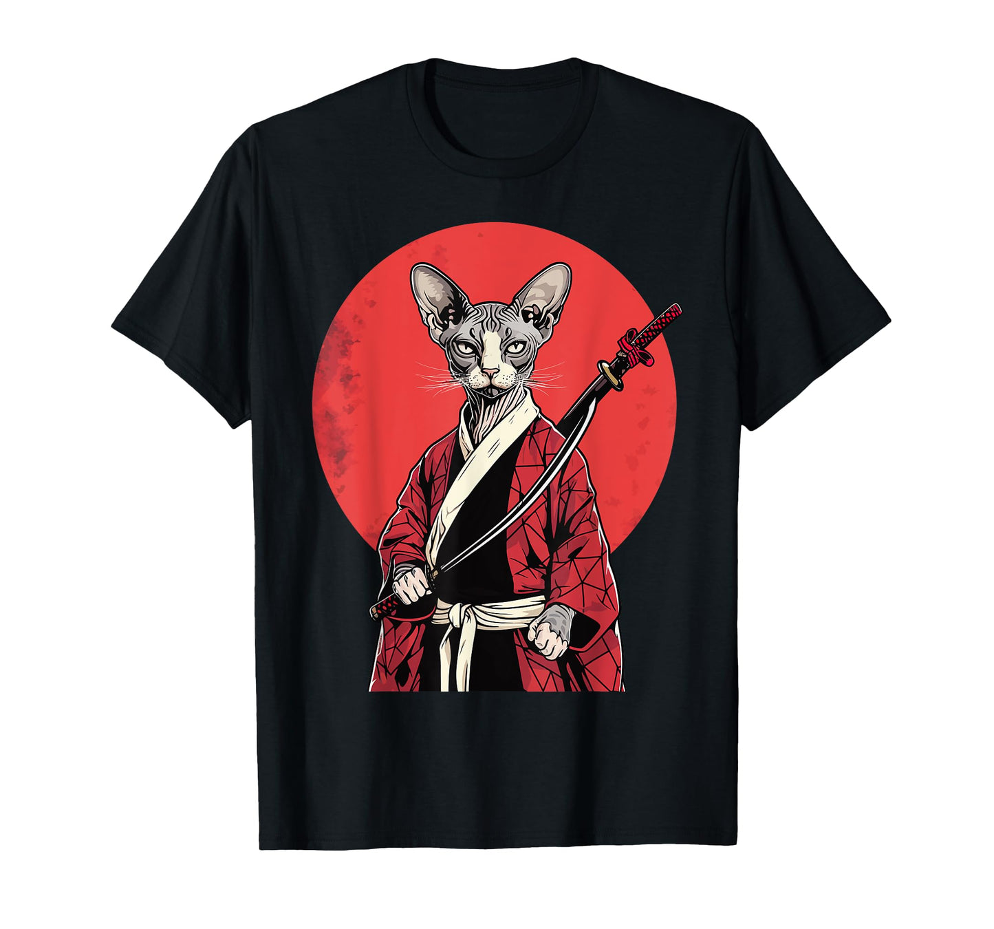 Samurai Cornish Rex Cat Japanese Kawaii Ninja Cat T-Shirt