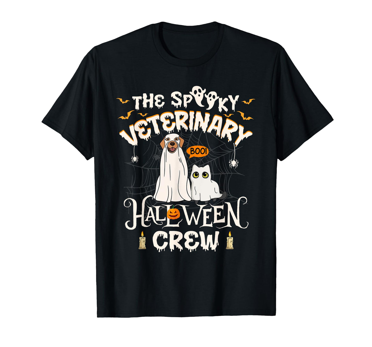 Funny Ghost The Spooky Veterinary Halloween Crew Vet Tech T-Shirt