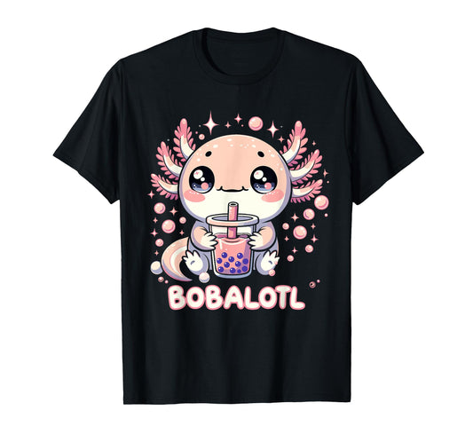 Axolotl Boba Tea Kawaii Anime Cute Kids Teen Girls T-Shirt