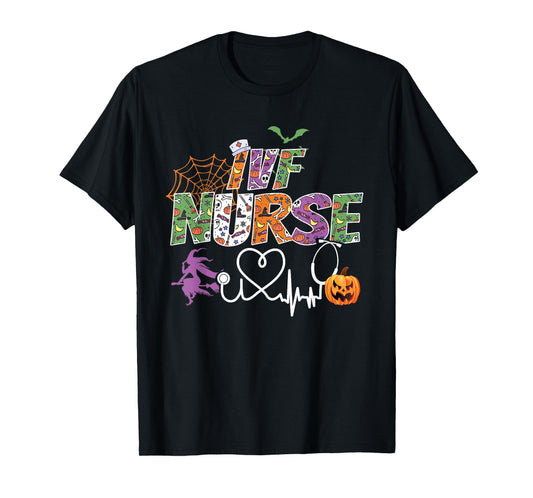 IVF Nurse Halloween Spooky Season Nursing Ghost Stethoscope T-Shirt