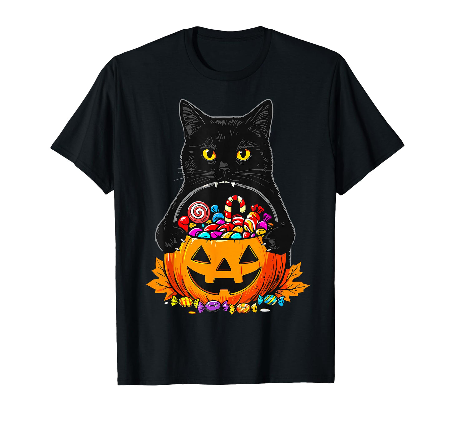 Halloween Black Cat Pumpkin T-Shirt