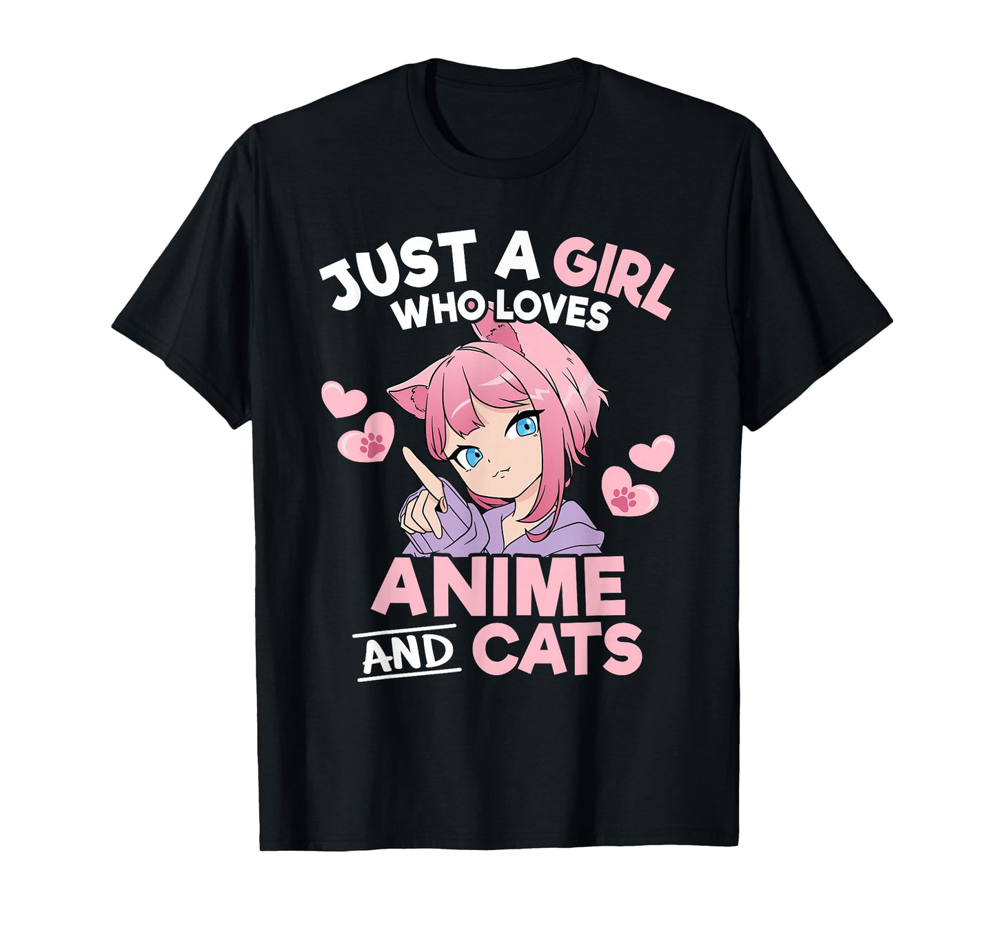 Just A Girl Who Loves Anime and Cats Cute Otaku Manga T-Shirt