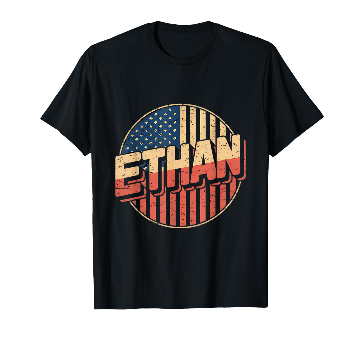 ETHAN First Name USA Flag Patriot Personalized T-Shirt