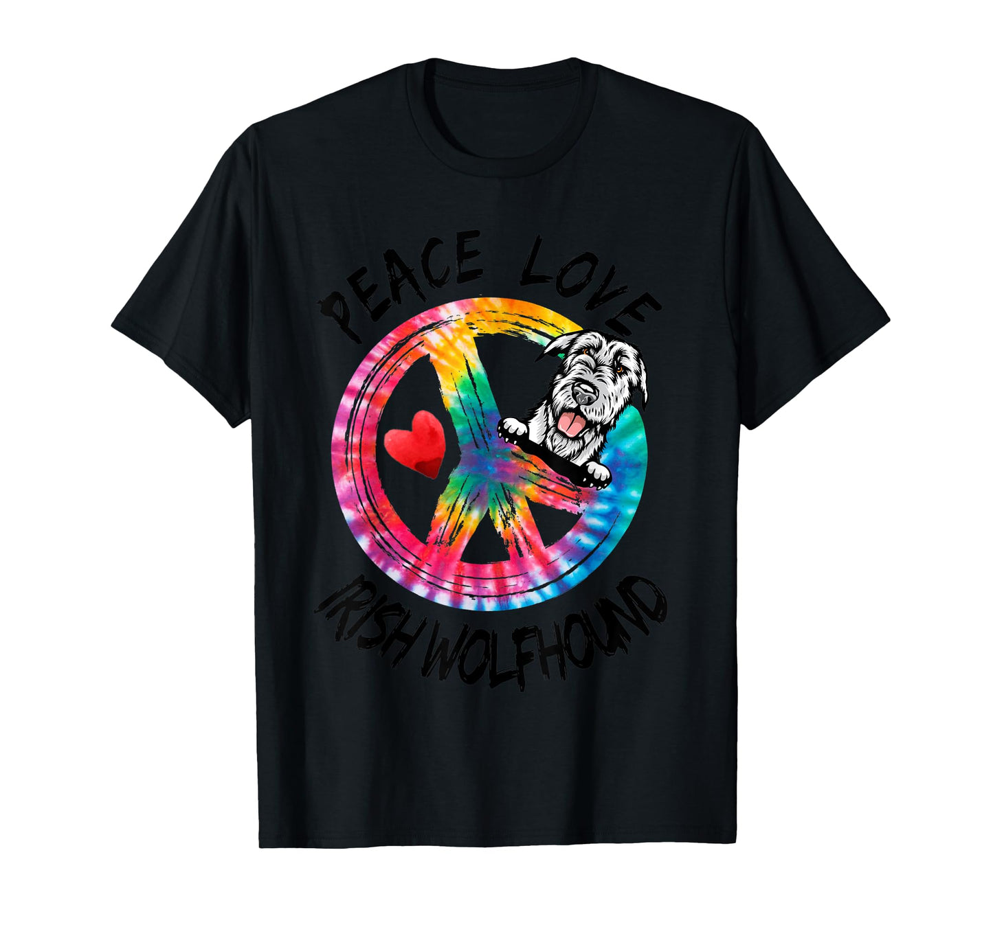 Peace Love Irish Wolfhound Tie Dye Rainbow Dog Lover Gifts T-Shirt