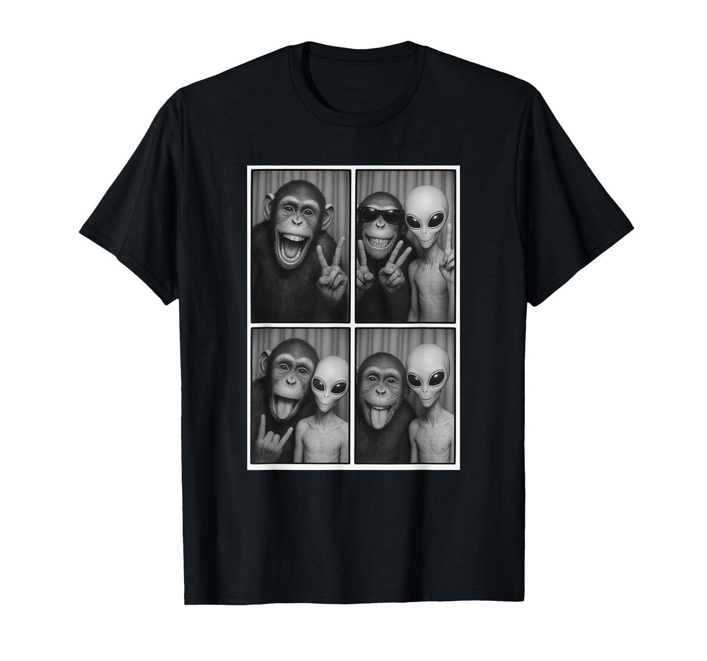 Funny Photobooth Monkey & Alien Selfie, Chimp Photo T-Shirt