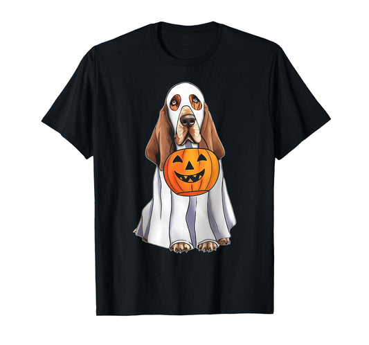 Basset Hound Ghost Pumpkin Halloween Costume Fall T-Shirt